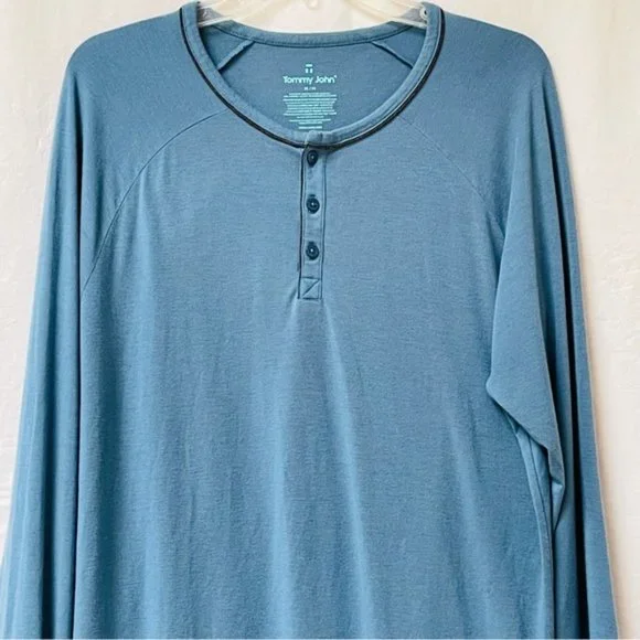 Tommy John Long Sleeves Mens Medium Top Shirt Henley Loungewear Soft Casual Cozy - Picture 4 of 10